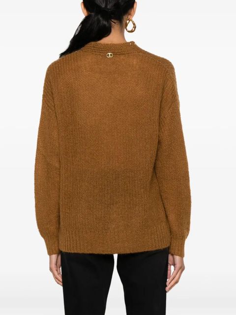 TWINSET rhinestone-embellished cut-out jumper - Brown