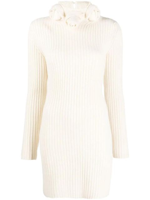 Blumarine roll-neck wool mini dress - Neutrals - zdjęcie produktu nr 1