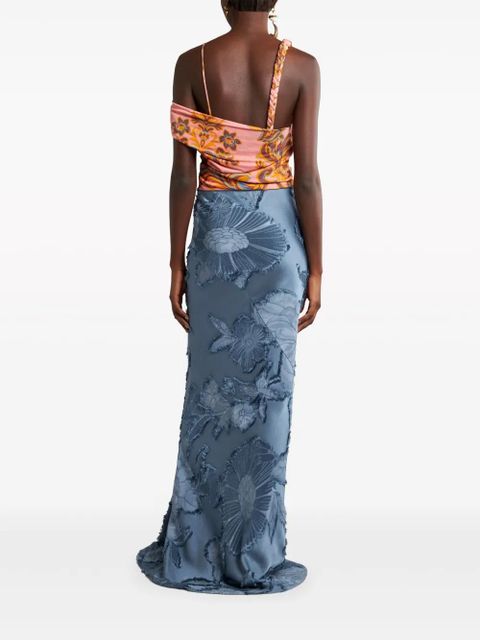 ETRO contrasting-panel maxi dress - Blue