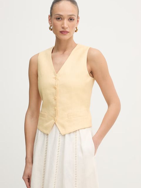 Weekend Max Mara kamizelka jednorzędowa damska lniana PACE - zdjęcie produktu nr 1