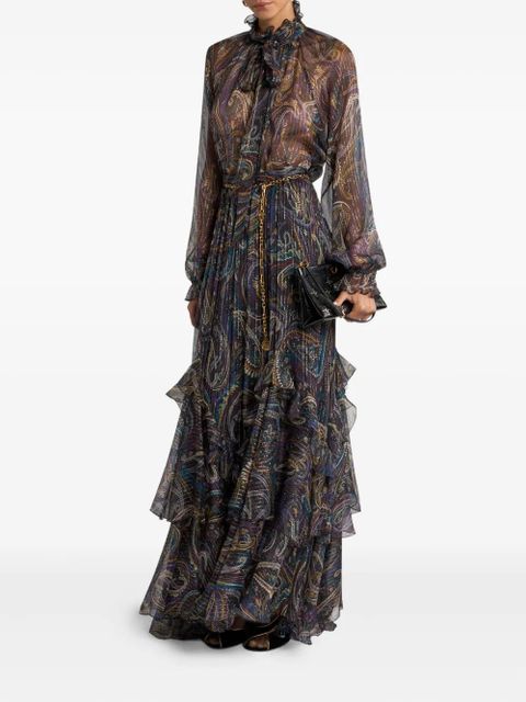 ETRO ruffled paisley-motif silk maxi skirt - Black - zdjęcie produktu nr 2