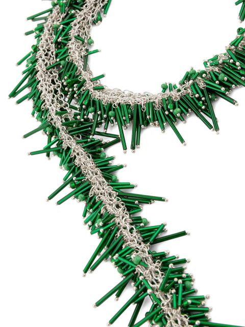DRIES VAN NOTEN beaded scarf necklace - Silver