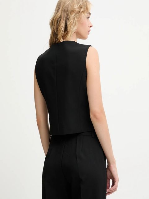 Answear.LAB kamizelka kolor czarny jednorzędowa