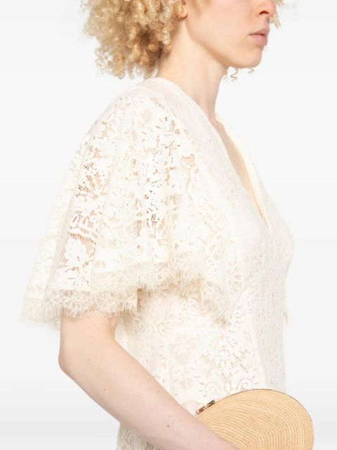 TWINSET V-neck lace mini dress - Neutrals