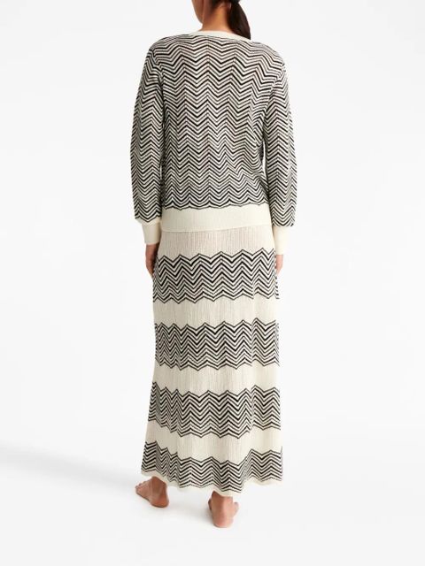 ERES Réglisse chevron-pattern maxi skirt - Black