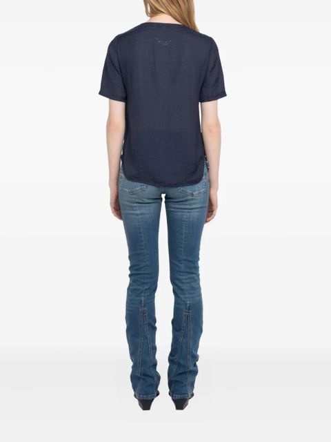 Zadig&Voltaire lace-up v-neck t-shirt - Blue