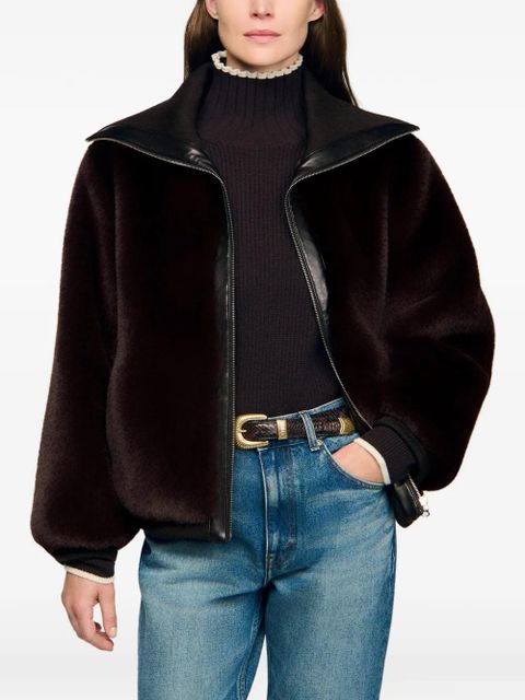 SANDRO faux-fur jacket - Brown