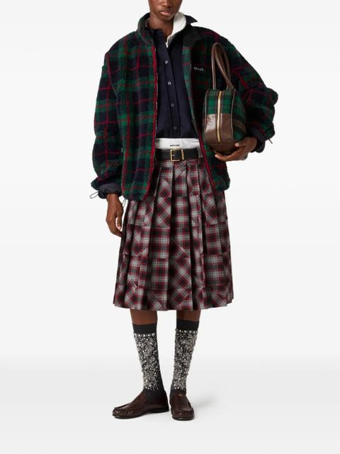 Miu Miu tartan pleated midi skirt - Red - zdjęcie produktu nr 2
