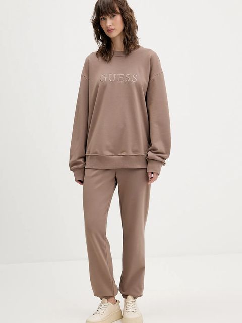 Guess bluza SOFIA damska kolor brązowy z aplikacją O5RQ03 KCO31