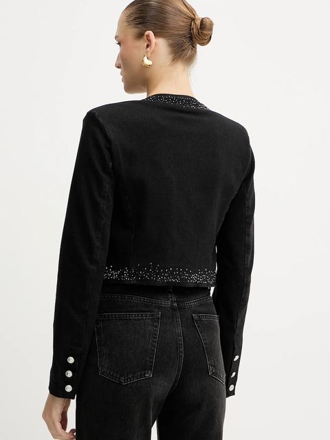 Liu Jo marynarka jeansowa kolor czarny jednorzędowa UF5124.DS025