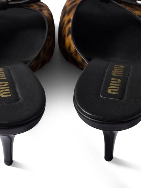 Miu Miu logo bow leather sandals - Brown - zdjęcie produktu nr 2