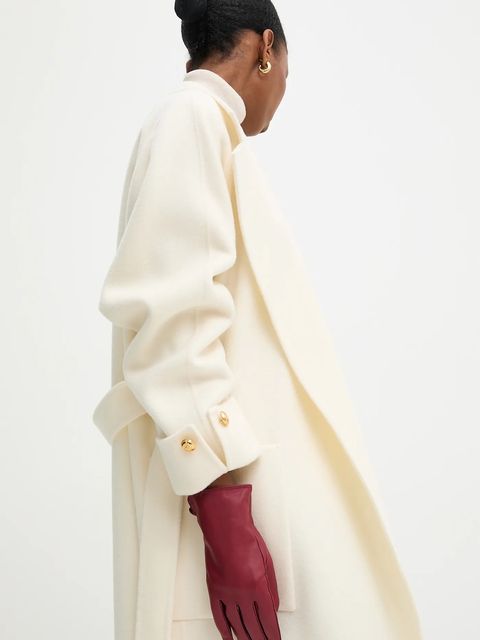 Answear.LAB rękawiczki skórzane damskie kolor bordowy