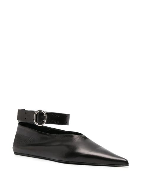 Jil Sander pointed-toe leather ballerina shoes - Black - zdjęcie produktu nr 2