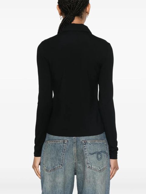 PINKO Love Birds embroidery polo top - Black