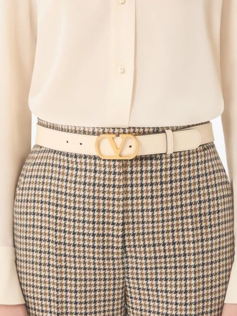 Valentino Garavani VLogo Signature reversible shiny calfskin belt - 30mm / 1.2 in. - Neutrals