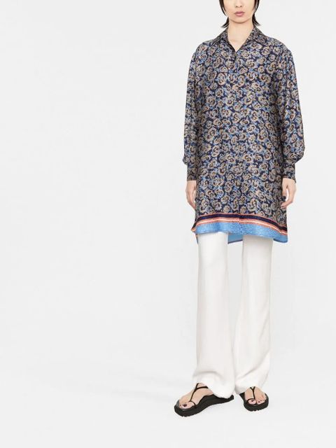 Ferragamo floral-print oversized silk shirt - Neutrals