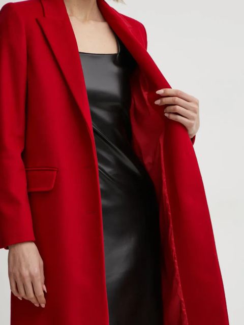 Twinset płaszcz wełniany kolor czerwony przejściowy 242TT2202