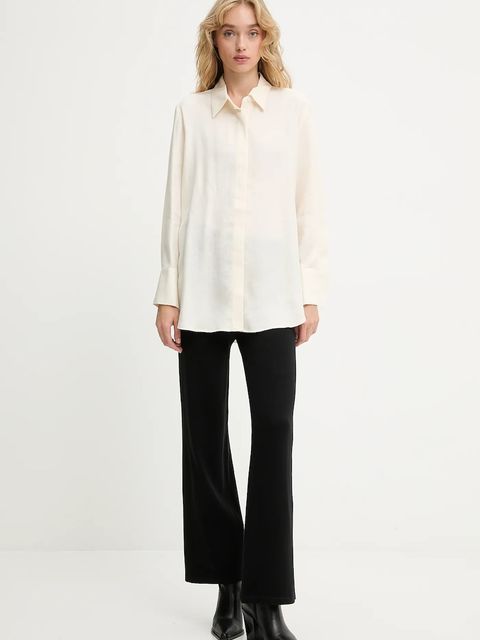 Answear.LAB koszula damska kolor beżowy relaxed z kołnierzykiem klasycznym