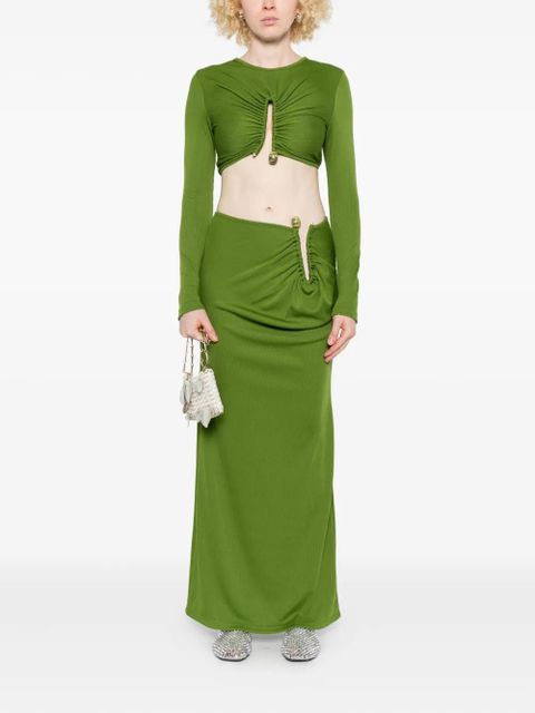 Christopher Esber ribbed gathered-effect skirt - Green - zdjęcie produktu nr 2