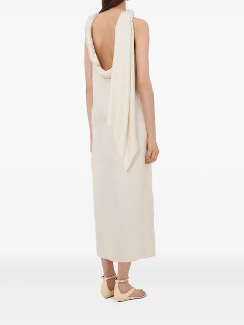 LouLou de Saison collared scarf midi dress - Neutrals