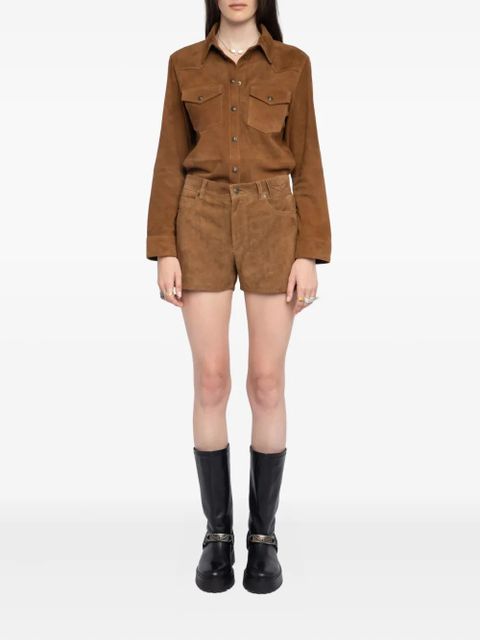 Zadig&Voltaire buckle-fastening suede shorts - Brown - zdjęcie produktu nr 2