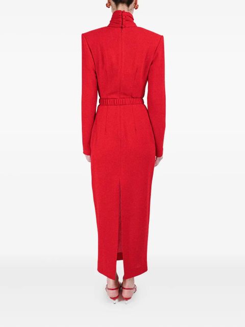 Rowen Rose draped-collar belted dress - Red