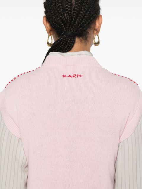 Marni embroidered-logo knitted vest - Pink