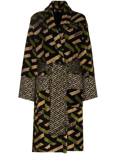 Versace La Greca jacquard bathrobe - Green - zdjęcie produktu nr 1