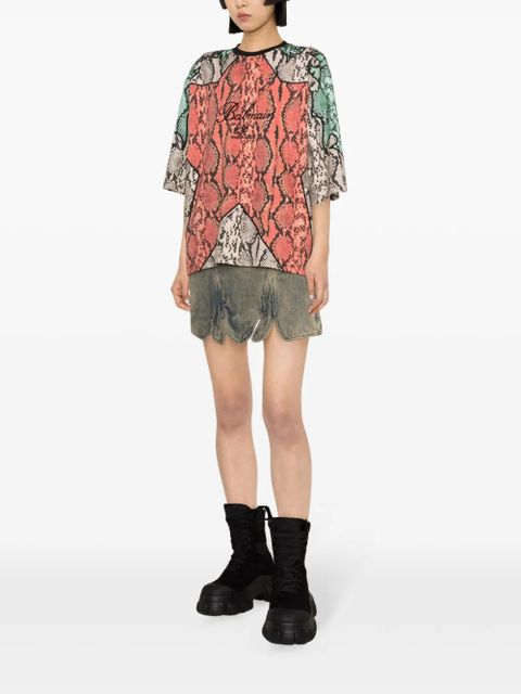 Balmain Python-print organic cotton T-shirt - Red