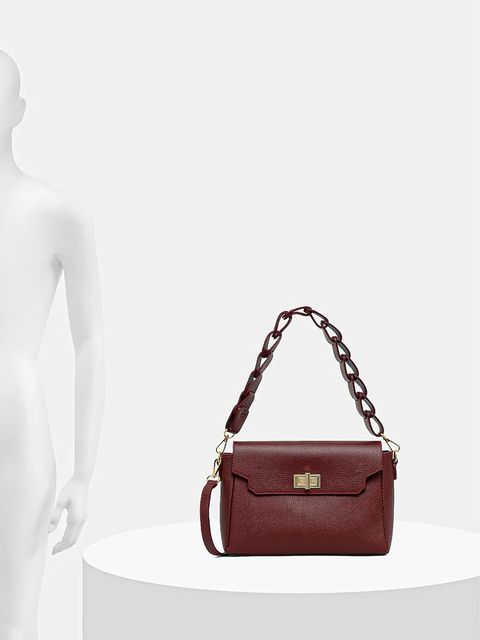 Answear.LAB torebka skórzana kolor bordowy