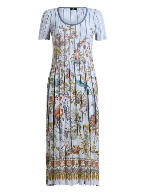 ETRO pleated floral-print midi dress - Blue - zdjęcie produktu nr 1