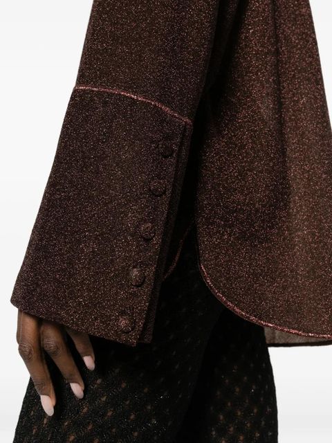 Oséree Lumière button trim shirt - Brown