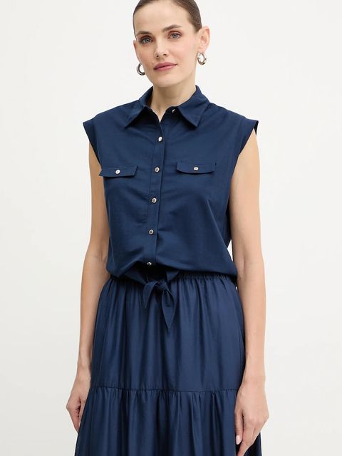 Morgan koszula damska kolor granatowy regular z kołnierzykiem klasycznym DAROD - zdjęcie produktu nr 1