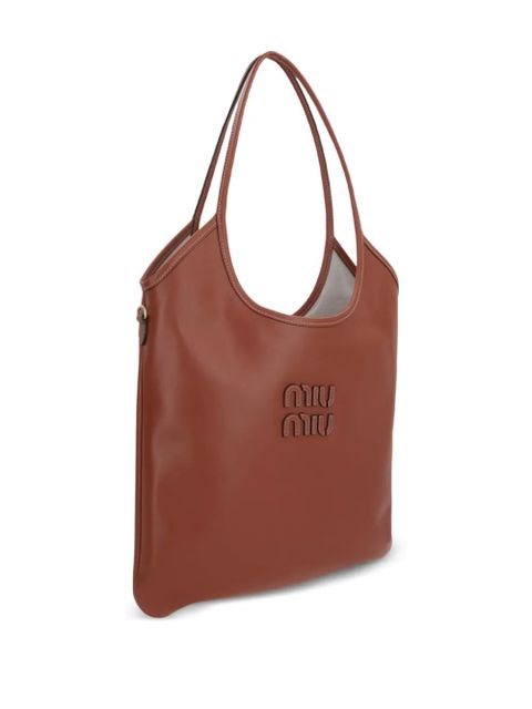 Miu Miu logo-patch tote bag - Brown