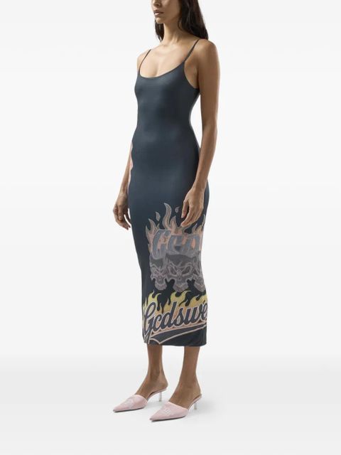 GCDS graphic-print midi dress - Black