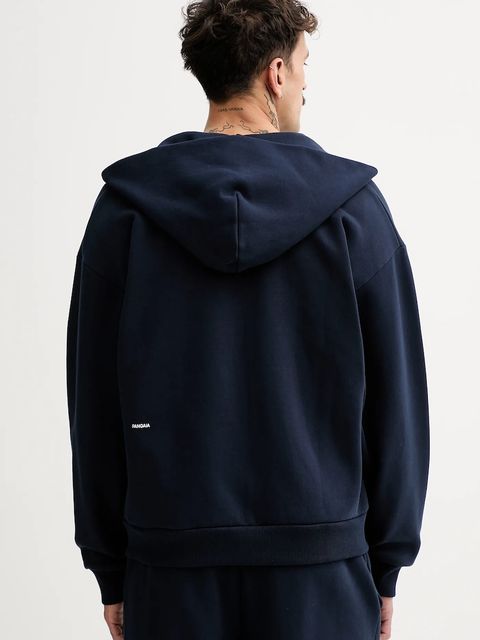 Pangaia bluza bawełniana kolor granatowy z kapturem gładka 10002675