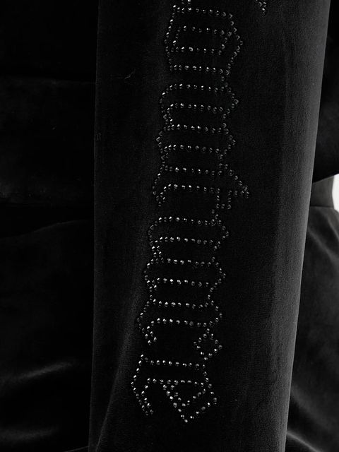 Juicy Couture spodnie dresowe welurowe damskie kolor czarny gładkie JCWBJ225311