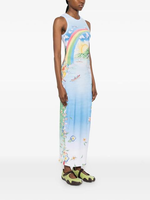 Casablanca Aloha graphic-print sleeveless dress - Blue