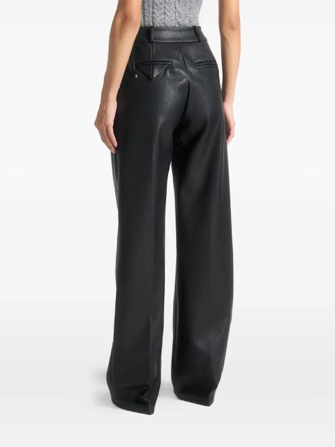 Manière De Voir pebbled leather pleated trousers - Black