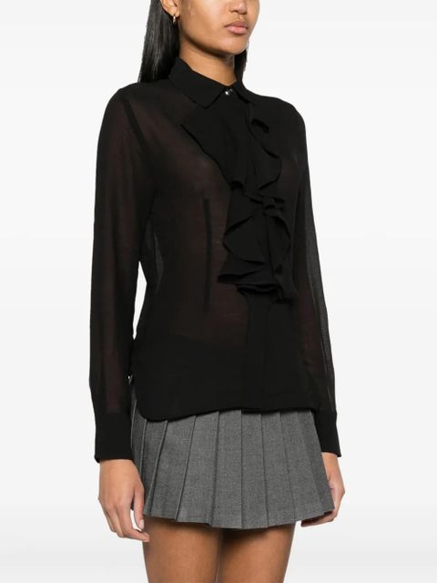 GANNI ruffled chiffon shirt - Black