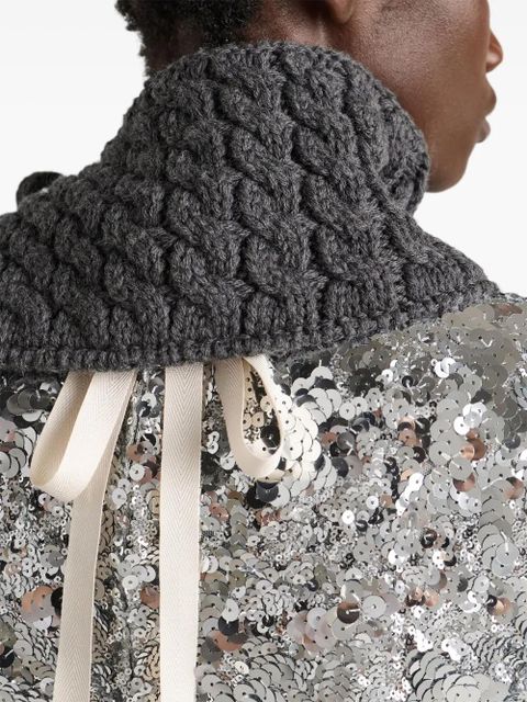 Prada cable-knit wool collar - Grey