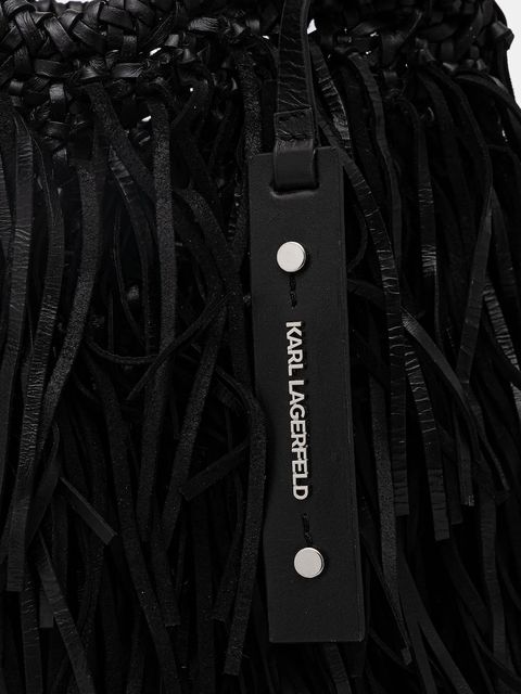 Karl Lagerfeld torebka skórzana K/WEAVE kolor czarny B1W30275 - zdjęcie produktu nr 2