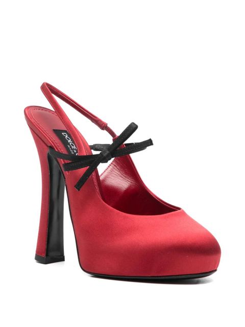 Dolce & Gabbana bow-detail slingback heeled pumps - Red - zdjęcie produktu nr 2