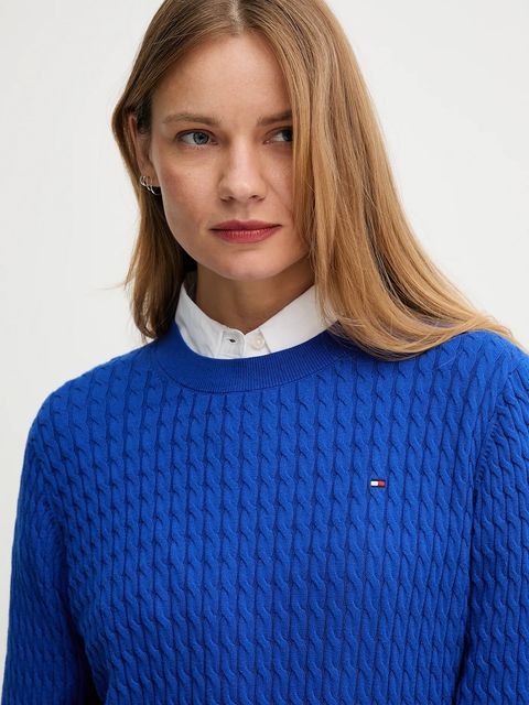 Tommy Hilfiger sweter bawełniany kolor niebieski lekki WW0WW44993 - zdjęcie produktu nr 2