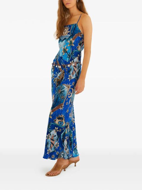 FARM Rio sun print slip maxi dress - Blue