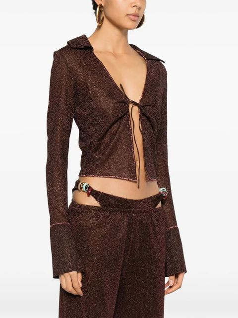 Oséree tie-detail bell-sleeve top - Brown