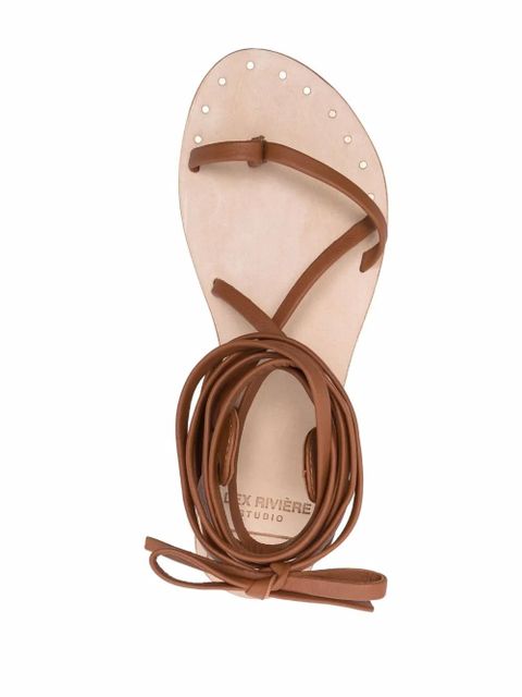 Manebi x Alex Rivière leather sandals - Brown