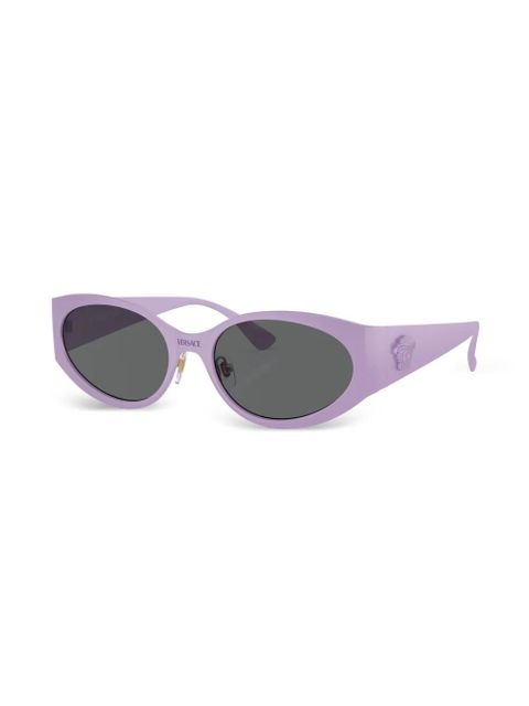 Versace Eyewear logo-plaque oval-frame sunglasses - Purple - zdjęcie produktu nr 2
