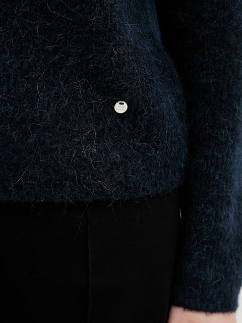 Mos Mosh kardigan z dodatkiem alpaki Almine damski kolor granatowy lekki 158680