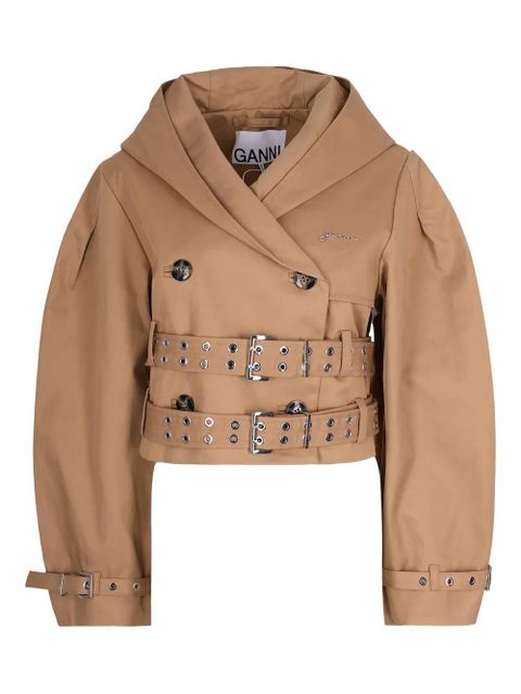 GANNI hooded buckled jacket - Brown - zdjęcie produktu nr 1